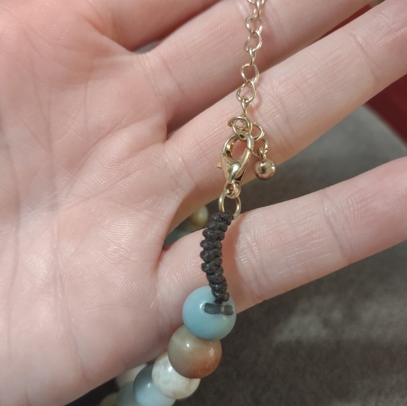 Natural 10mm Blue Round Amazonite Gemstone Bead Necklace - Picture 9 of 14